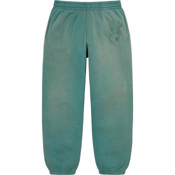 Supreme Overdyed S Logo Sweatpant Broek Aqua | NL404WY