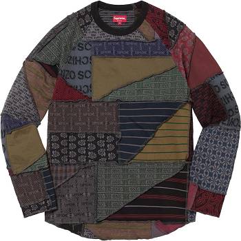 Supreme Patchwork Jacquard L/S Top Truien Zwart Gekleurd | NL325QZ