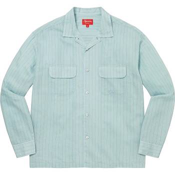 Supreme Pinstripe Linen Overhemd Blauw | NL373VD